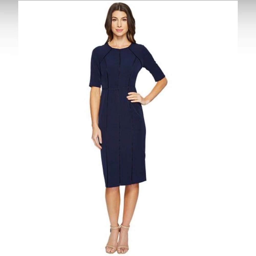🎉Maggy London Blue Sheath Dress with Collar and Short Sleeves for Work Size 8p